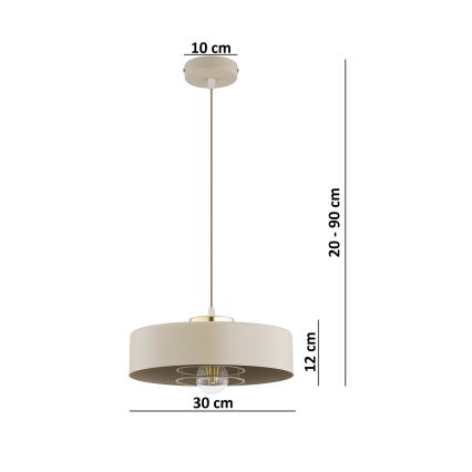 Brilagi - Pendel med wireophæng SPRING 1xE27/60W/230V Ø 30 cm beige/guld