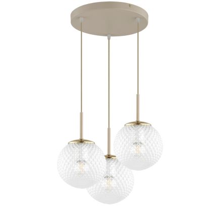 Brilagi - Pendel med wireophæng STELLA 3xE27/60W/230V beige/guld