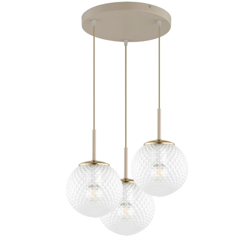 Brilagi - Pendel med wireophæng STELLA 3xE27/60W/230V beige/guld