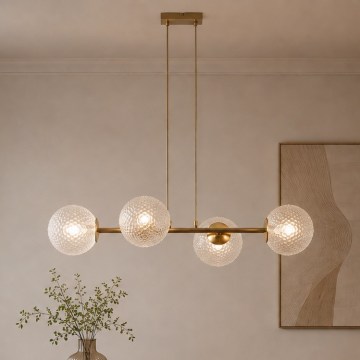 Brilagi - Pendel med wireophæng STELLA 4xE27/60W/230V beige/guld