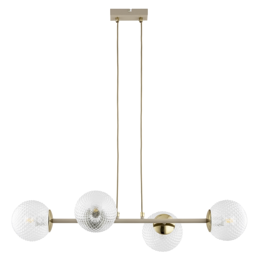 Brilagi - Pendel med wireophæng STELLA 4xE27/60W/230V beige/guld