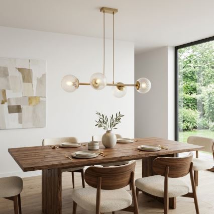 Brilagi - Pendel med wireophæng STELLA 4xE27/60W/230V beige/guld