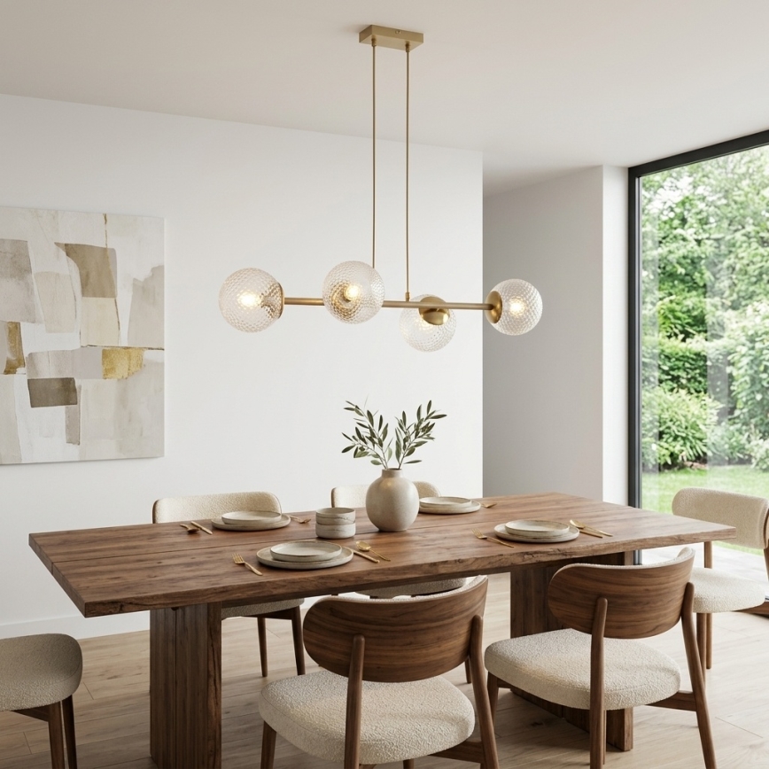 Brilagi - Pendel med wireophæng STELLA 4xE27/60W/230V beige/guld