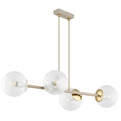 Brilagi - Pendel med wireophæng STELLA 4xE27/60W/230V beige/guld