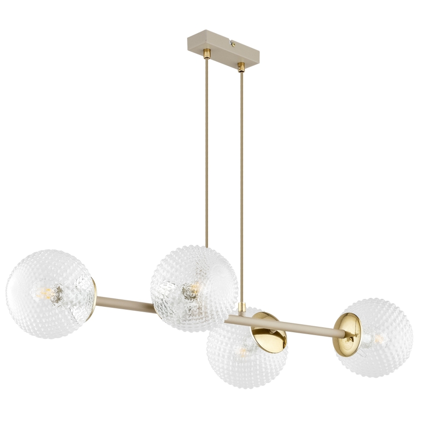 Brilagi - Pendel med wireophæng STELLA 4xE27/60W/230V beige/guld