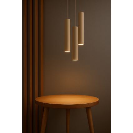 Brilagi - Pendel med wireophæng TUBE 3xGU10/15W/230V beige/guld