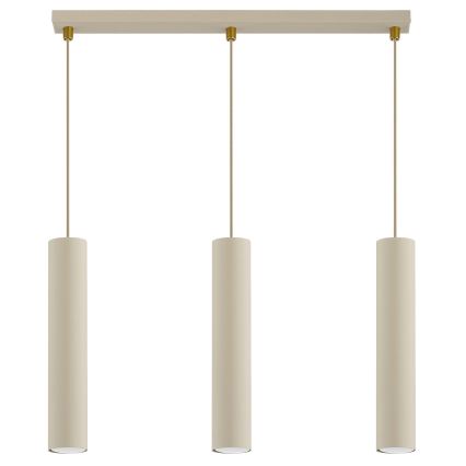Brilagi - Pendel med wireophæng TUBE 3xGU10/15W/230V beige/guld