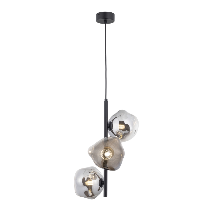 Brilagi - Pendel med wireophæng VULCANO 3xG9/8W/230V sort/røgfarvet
