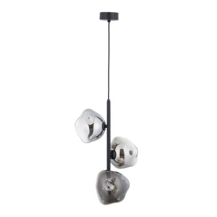 Brilagi - Pendel med wireophæng VULCANO 3xG9/8W/230V sort/røgfarvet