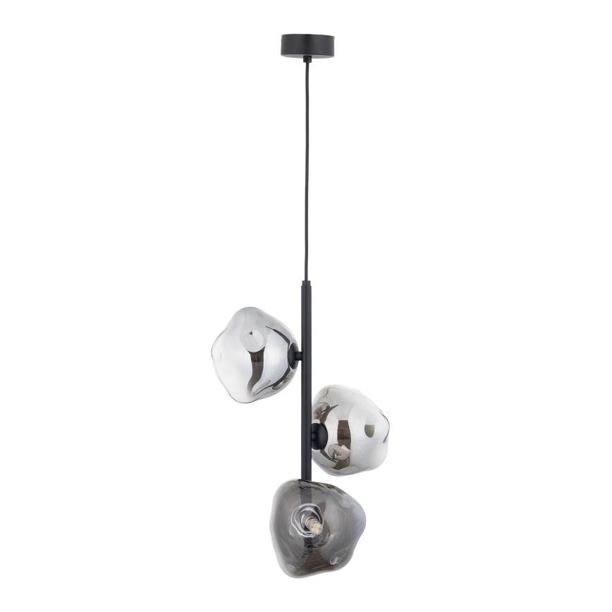 Brilagi - Pendel med wireophæng VULCANO 3xG9/8W/230V sort/røgfarvet