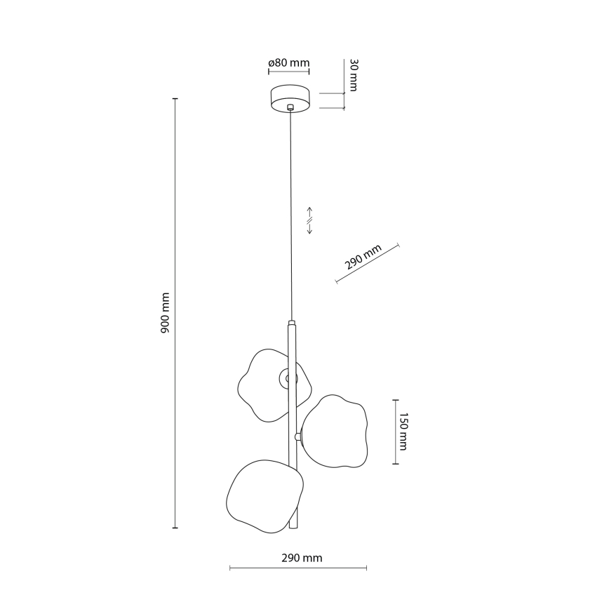 Brilagi - Pendel med wireophæng VULCANO 3xG9/8W/230V sort/røgfarvet