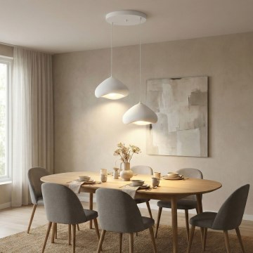 Brilagi - Pendel med wireophæng WABI SABI 2xE27/40W/230V Ø 45 cm hvid