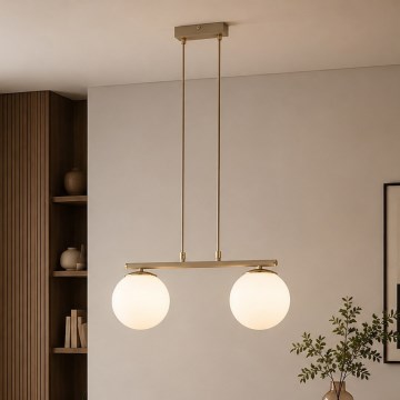 Brilagi - Pendel MILO på ledning 2xE27/60W/230V beige/guld