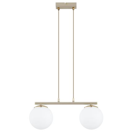 Brilagi - Pendel MILO på ledning 2xE27/60W/230V beige/guld