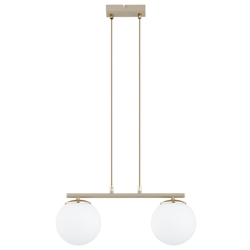 Brilagi - Pendel MILO på ledning 2xE27/60W/230V beige/guld