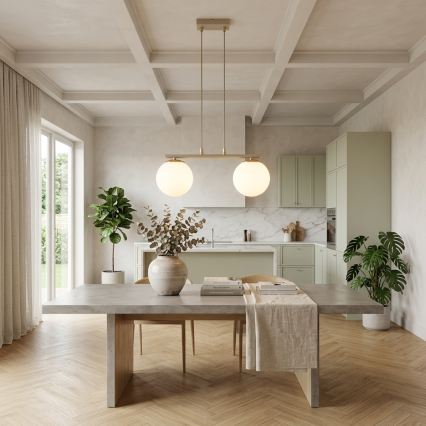 Brilagi - Pendel MILO på ledning 2xE27/60W/230V beige/guld