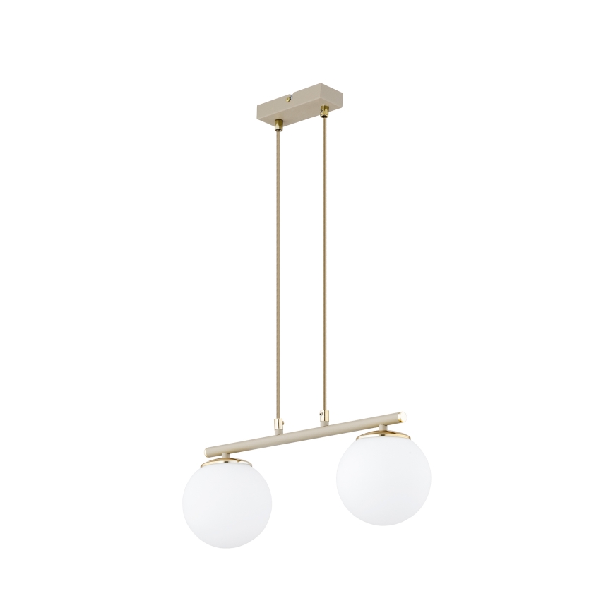 Brilagi - Pendel MILO på ledning 2xE27/60W/230V beige/guld