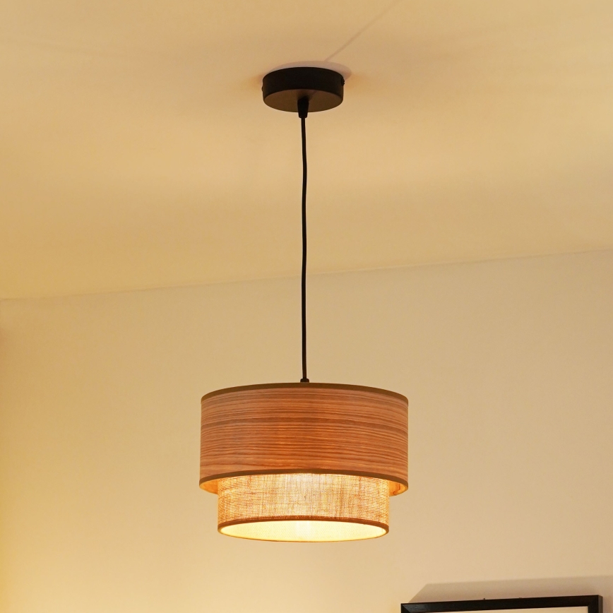 Brilagi - Pendel MONTANA BOHO 1xE27/15W/230V diameter 25 cm brun/sort