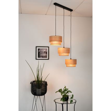 Brilagi - Pendel MONTANA BOHO 3xE27/15W/230V brun/sort