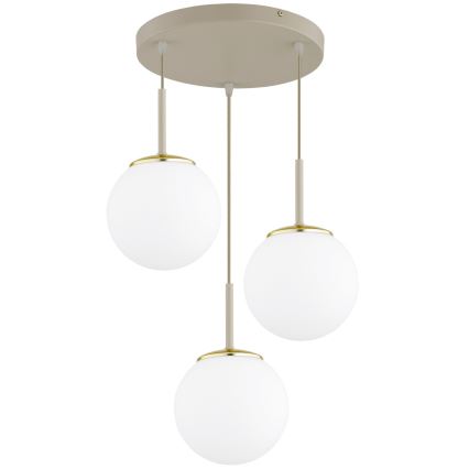 Brilagi - Pendel på kabel 3xE27/60W/230V beige/guld