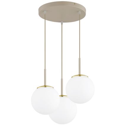 Brilagi - Pendel på kabel 3xE27/60W/230V beige/guld