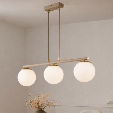 Brilagi - Pendel på kabel 3xE27/60W/230V beige/guld