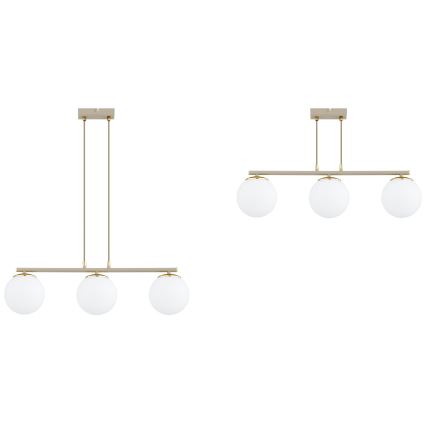 Brilagi - Pendel på kabel 3xE27/60W/230V beige/guld