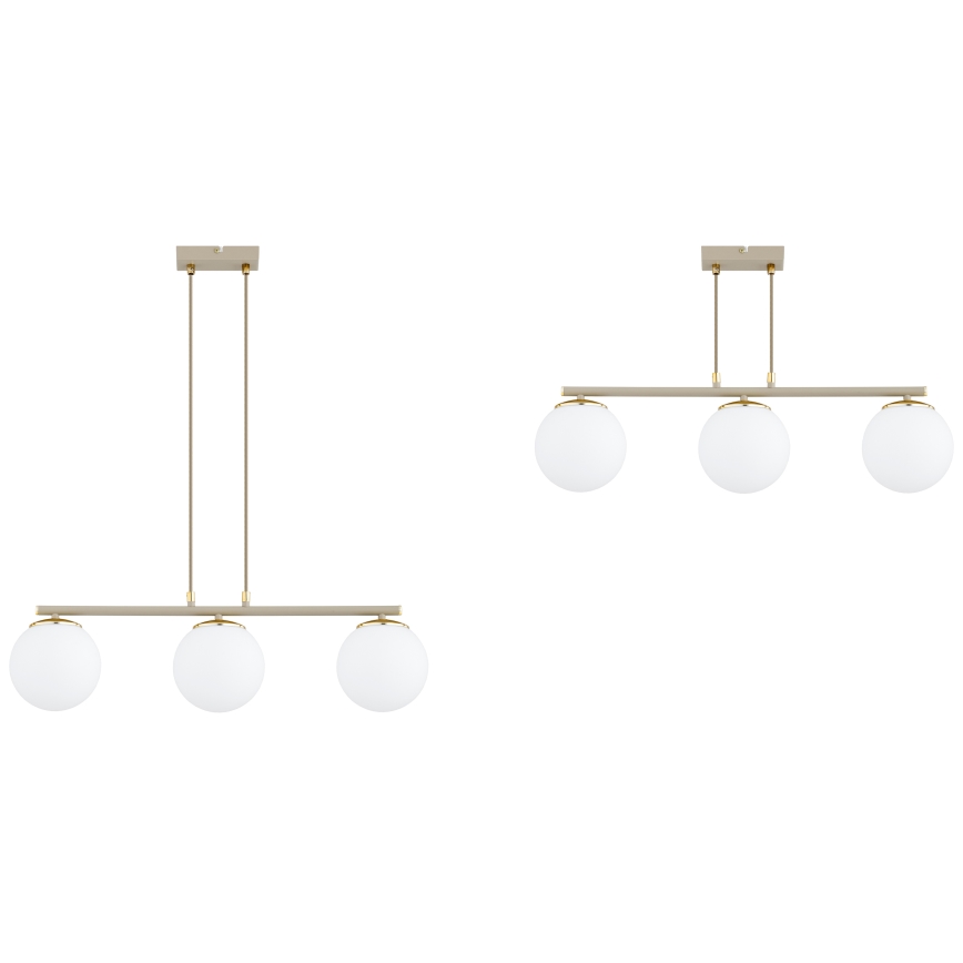 Brilagi - Pendel på kabel 3xE27/60W/230V beige/guld