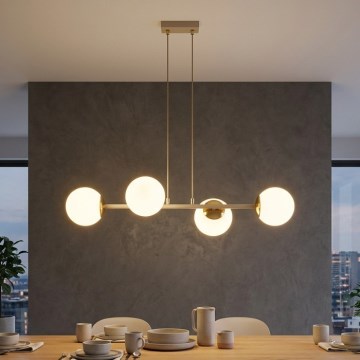 Brilagi - Pendel på kabel 4xE27/60W/230V beige/guld