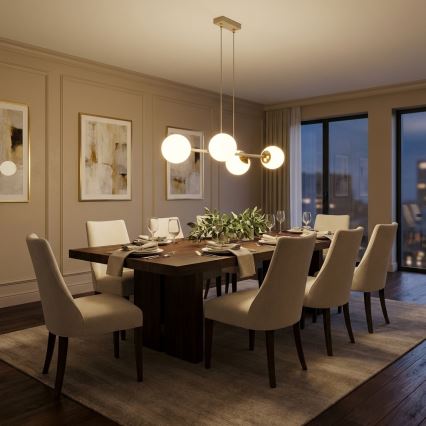 Brilagi - Pendel på kabel 4xE27/60W/230V beige/guld