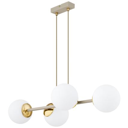 Brilagi - Pendel på kabel 4xE27/60W/230V beige/guld