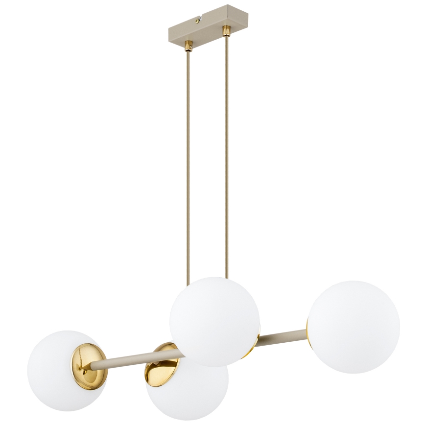 Brilagi - Pendel på kabel 4xE27/60W/230V beige/guld