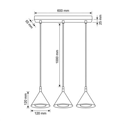 Brilagi - Pendel på kabel CONE TRIPLE 3xGX53/15W/230V beige