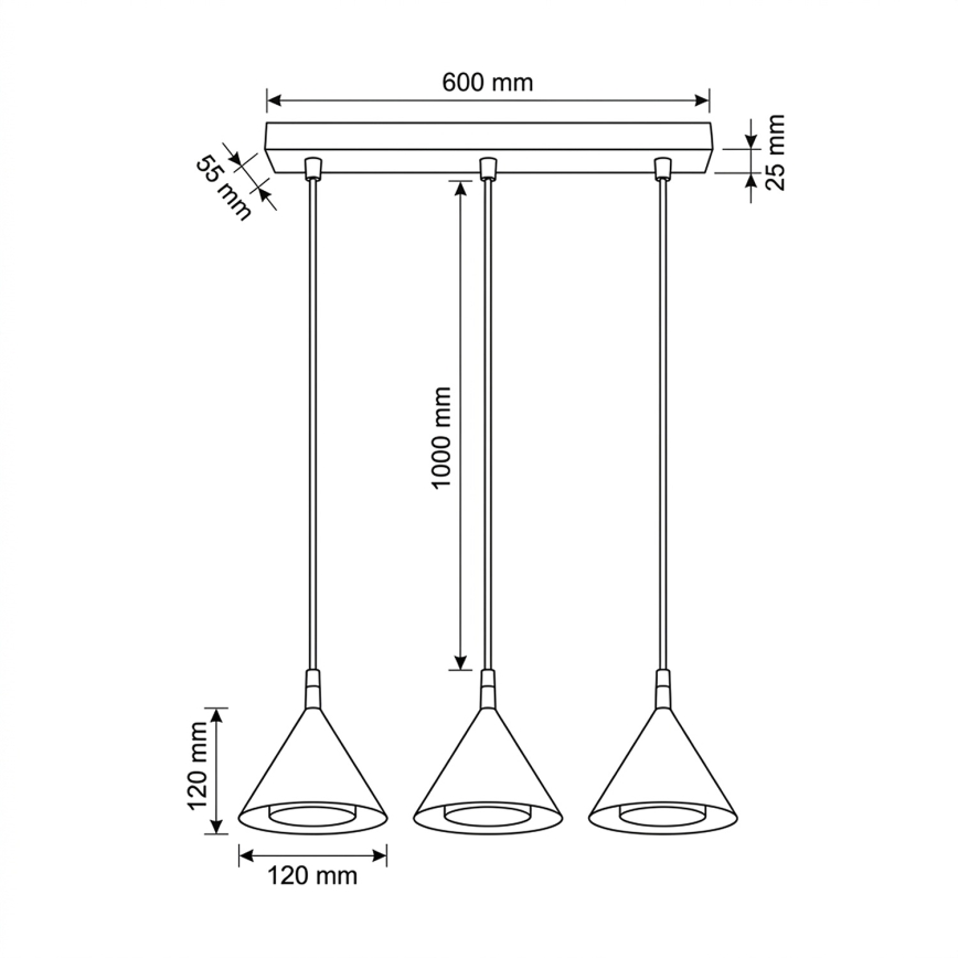 Brilagi - Pendel på kabel CONE TRIPLE 3xGX53/15W/230V beige