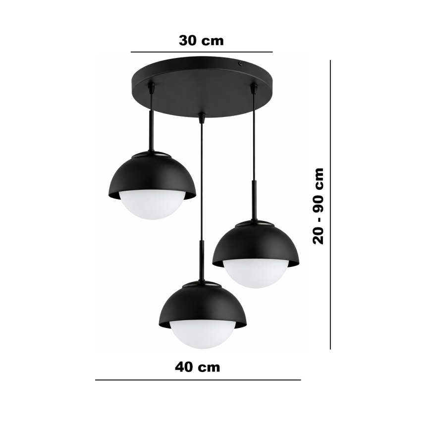 BRILAGI - Pendel på kabel COSMO 3xE27/60W/230V sort