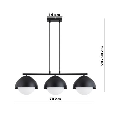 BRILAGI - Pendel på kabel COSMO 3xE27/60W/230V sort
