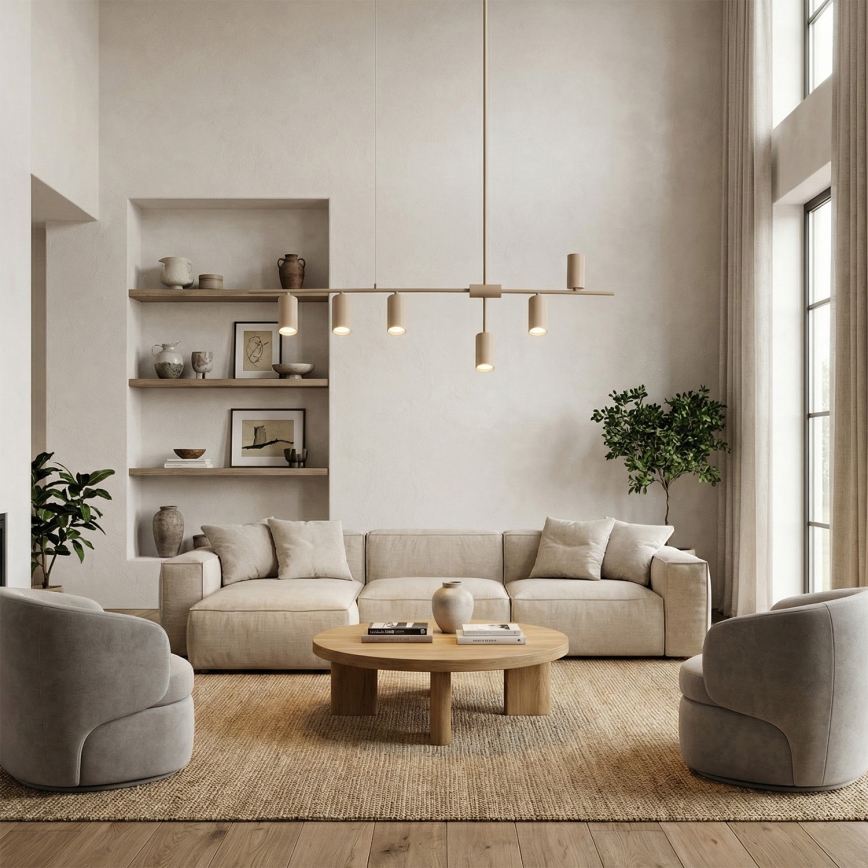 Brilagi - Pendel på kabel CRANE 6xGU10/30W/230V beige