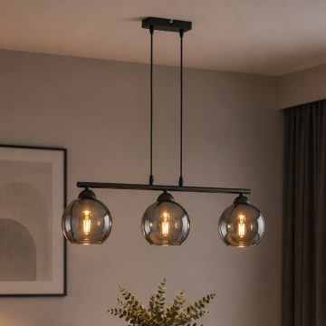 Brilagi - Pendel på kabel DIOR 3xE27/60W/230V sort/røggrå