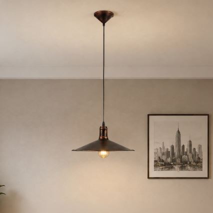 BRILAGI - Pendel på kabel FORGE 1xE27/60W/230V Ø 36 cm patina/kobber