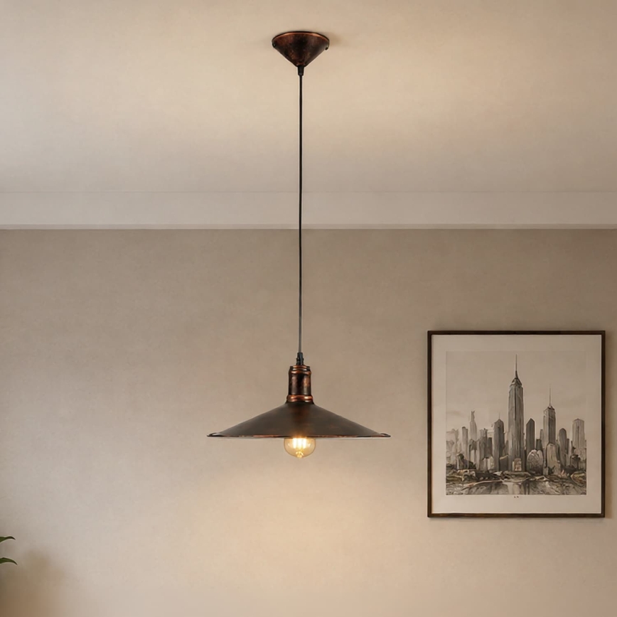 BRILAGI - Pendel på kabel FORGE 1xE27/60W/230V Ø 36 cm patina/kobber