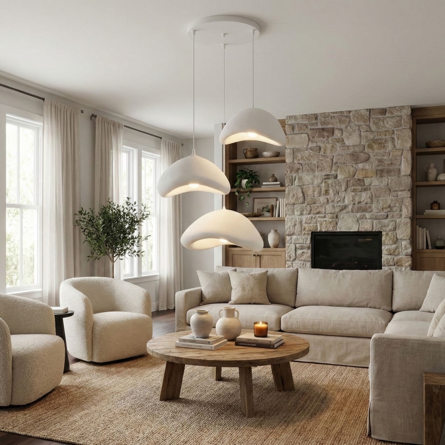 Brilagi - Pendel på kabel LUNA 3x E27/40W/230V Ø 82 cm, hvid