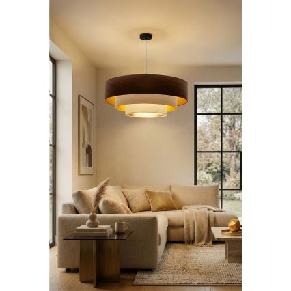 Brilagi - Pendel på kabel LUNETA 3xE27/60W/230V Ø 80 cm brun/beige/creme