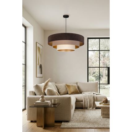 Brilagi - Pendel på kabel LUNETA 3xE27/60W/230V Ø 80 cm brun/beige/creme