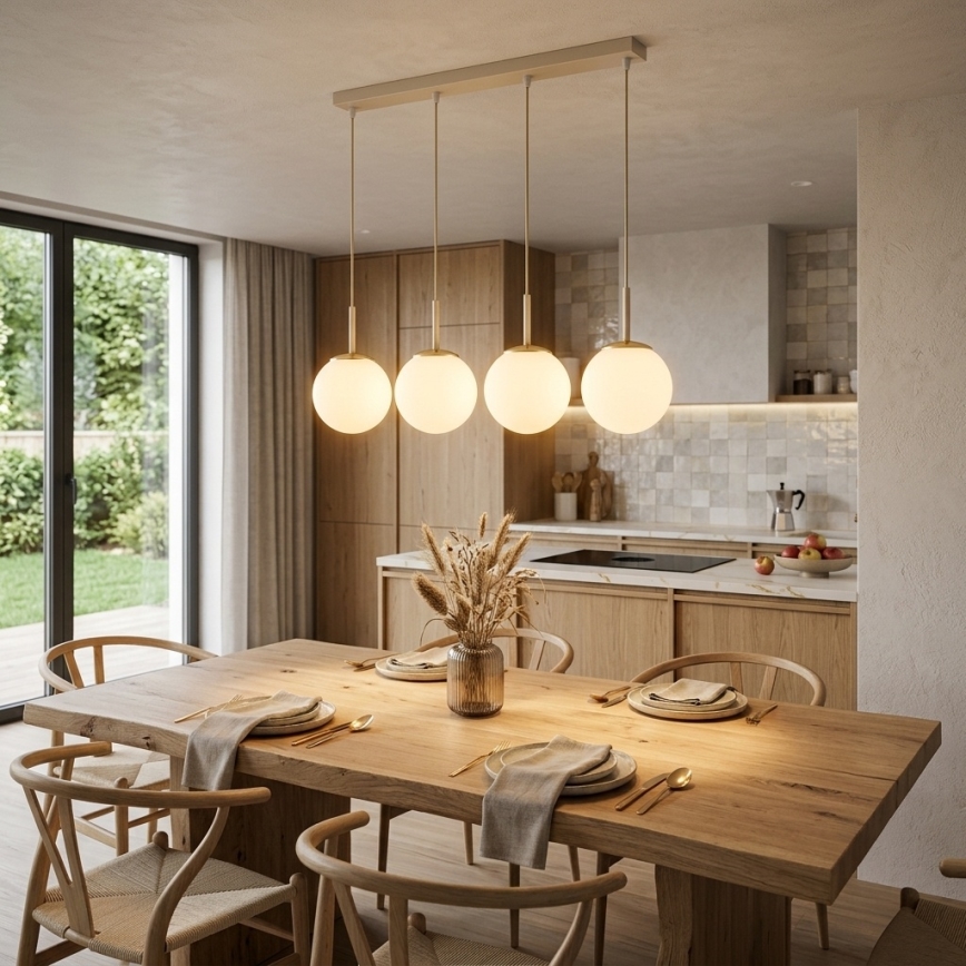 Brilagi - Pendel på kabel MILO 4xE27/60W/230V beige/guld