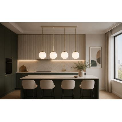 Brilagi - Pendel på kabel MILO 4xE27/60W/230V beige/guld