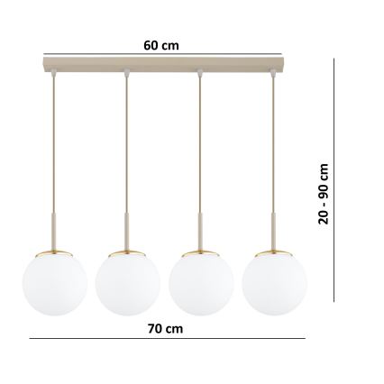 Brilagi - Pendel på kabel MILO 4xE27/60W/230V beige/guld