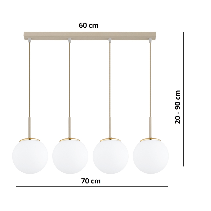 Brilagi - Pendel på kabel MILO 4xE27/60W/230V beige/guld