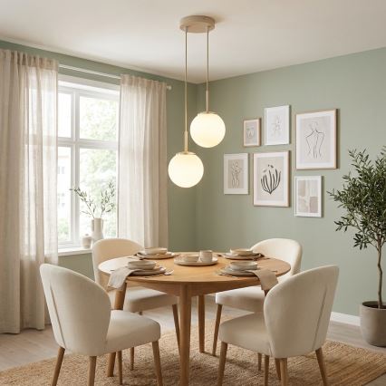 Brilagi - Pendel på kabel MILO ECRU 2xE27/60W/230V beige/guld