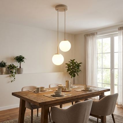 Brilagi - Pendel på kabel MILO ECRU 2xE27/60W/230V beige/guld