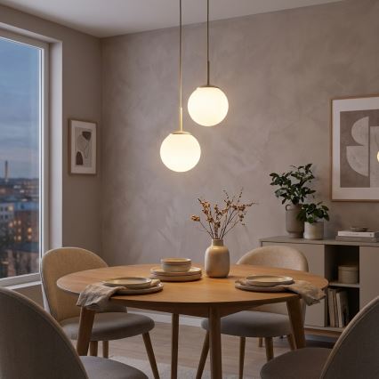Brilagi - Pendel på kabel MILO ECRU 2xE27/60W/230V beige/guld
